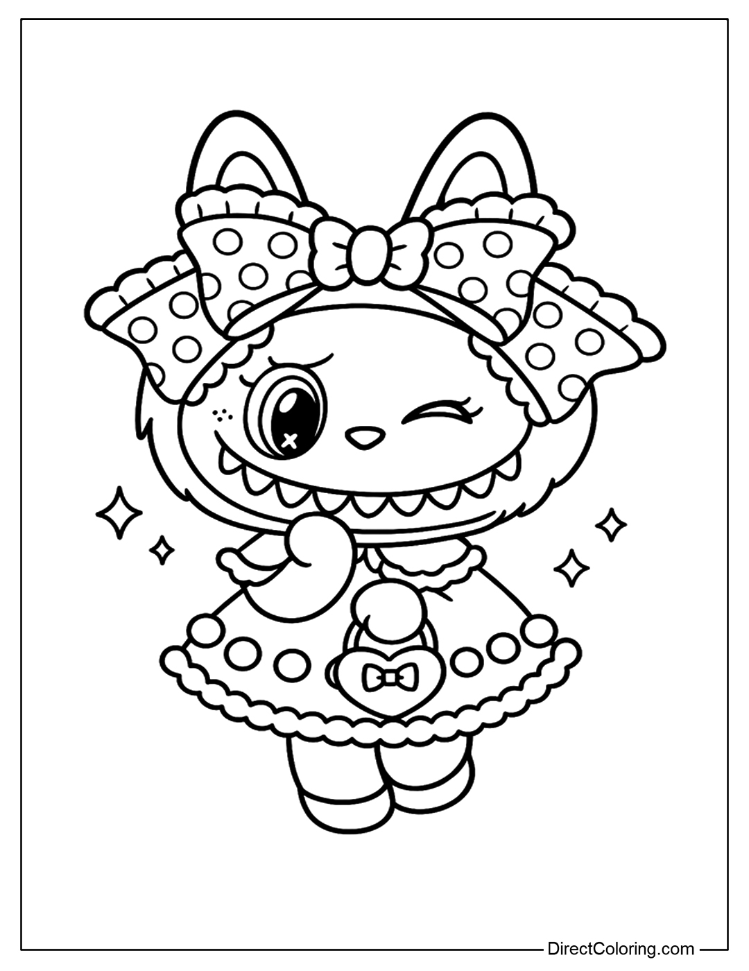 Labubu with Bow Coloring Page